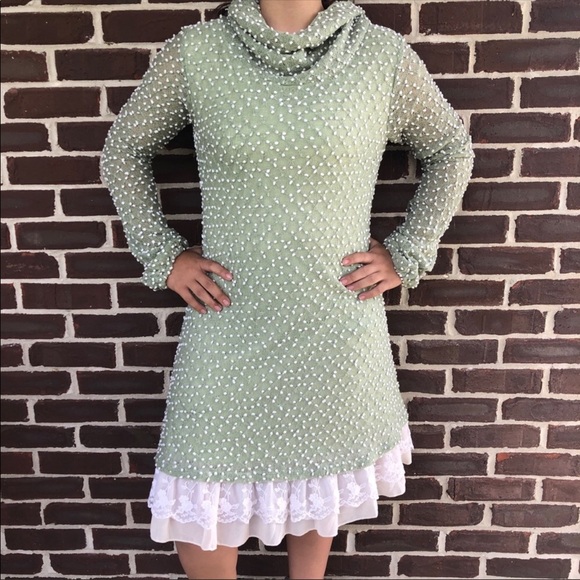 Altar’d State Lace Trim Polka Dot Sweater Dress - Picture 2 of 5